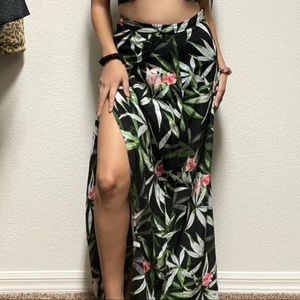 tropical floral maxi skirt